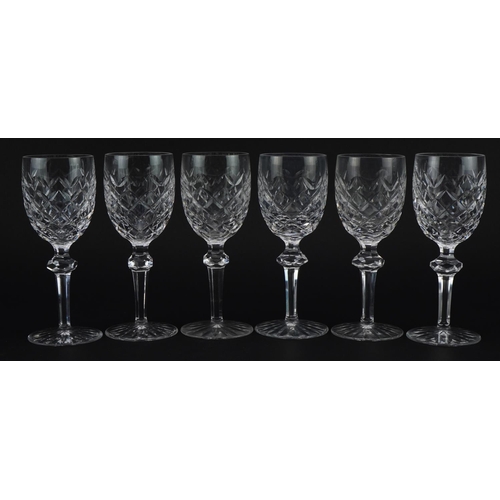 396 - Set of six Waterford Crystal Powerscourt wine glasses, each 16cm high