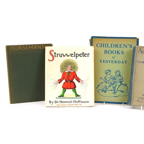 630 - Five vintage children's books including Horsemanship by Sarah Bowes Lyon, Spring Songs With Music Fr... 