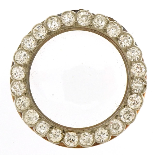 2061 - Yellow and white metal watch bezel set with diamonds, each diamond approximately 2.3mm in diameter, ... 