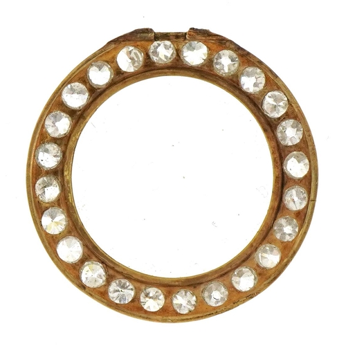 2061 - Yellow and white metal watch bezel set with diamonds, each diamond approximately 2.3mm in diameter, ... 