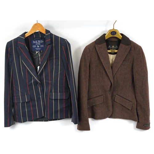 440 - Ladies Jack Wills, Barbour and Phase Eight clothing comprising two quilted coats, two blazer jackets... 