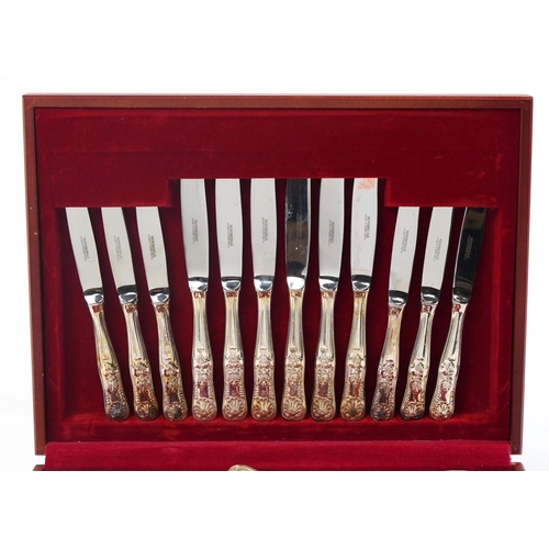 1198 - Newbridge silver plated six place cutlery suite housed in a mahogany canteen, 38cm wide