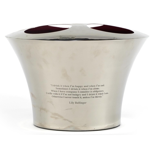 357 - Three bottle Champagne ice bucket with Lily Bollinger and Napoleon Bonaparte mottos, 24cm high x 37c... 