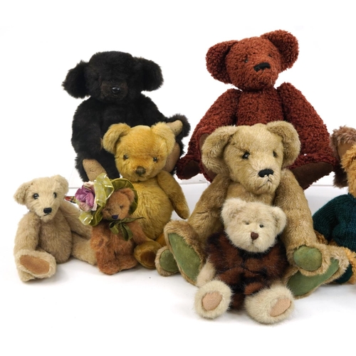 460A - Ten vintage and later teddy bears including Hugs and Bruin, the largest 42cm high