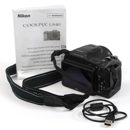 419 - Nikon Coolpix L840 camera with user case