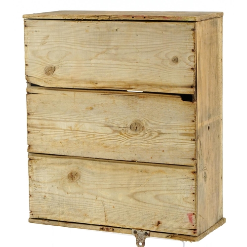 1170 - Victorian pine wall hanging cupboard, 44cm H x 38.5cm W x 16.5cm D