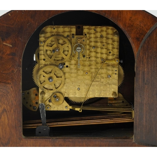 1264 - Four mantle clocks and alarm clocks including one with Westminster chime, Metamec and a French examp... 