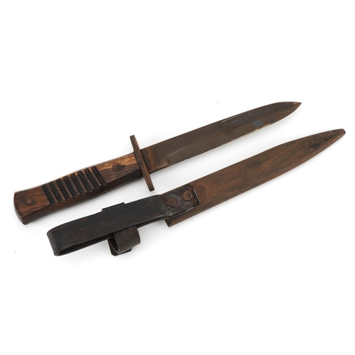 693 - German military interest bayonet with scabbard, 29.5cm in length