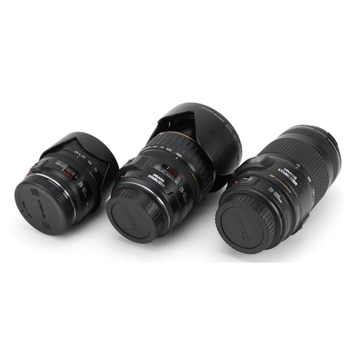 417 - Three Canon camera lenses comprising 28-105mm, 70-300mm and 28-135mm