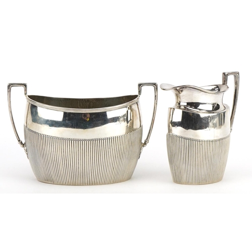 2696 - James Dixon & Sons Ltd, Victorian matched silver sugar bowl and milk jug, Sheffield 1895 and 1896, t... 