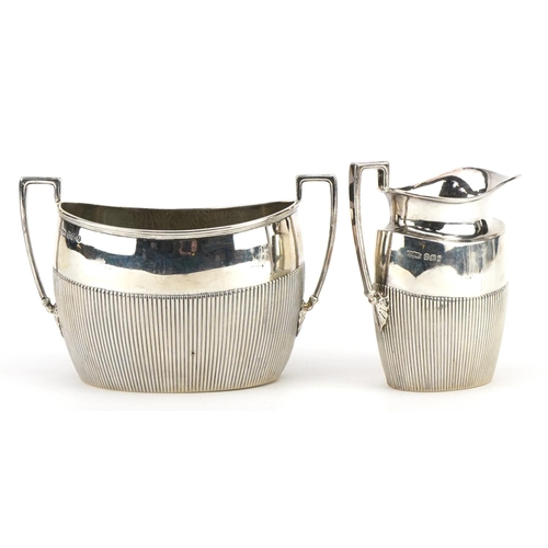 2696 - James Dixon & Sons Ltd, Victorian matched silver sugar bowl and milk jug, Sheffield 1895 and 1896, t... 