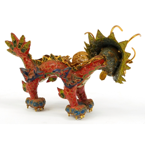 1196 - Chinese filigree metal and cloisonne dragon, 20.5cm in length