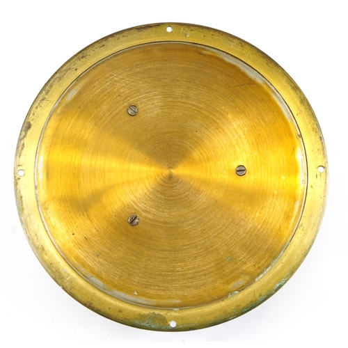 360 - Shipping interest Kelvin, White & Hutton brass ship's bulkhead clock, 20.5cm in diameter