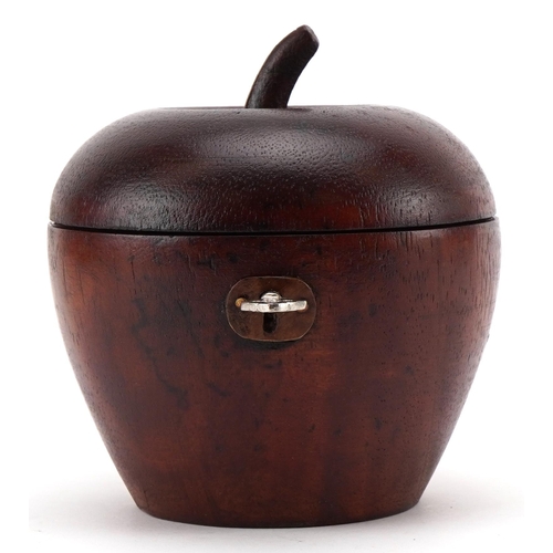 316 - George III style treen tea caddy in the form of an apple, 12cm high