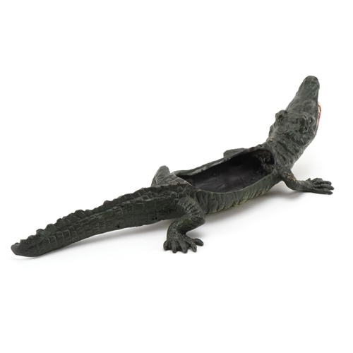 314 - Cold painted bronze crocodile in the manner of Franz Xaver Bergmann, 22cm in length