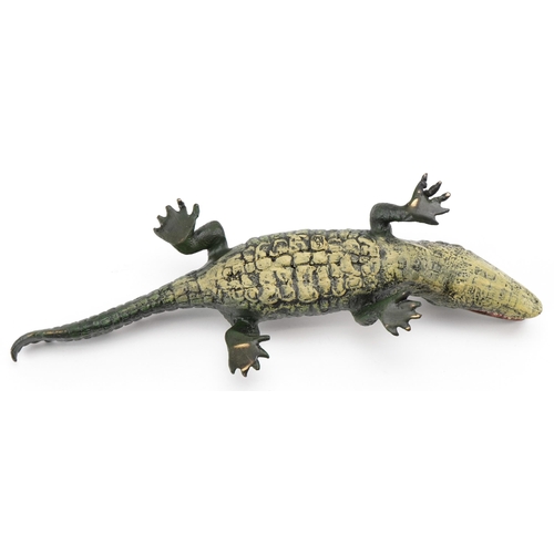 314 - Cold painted bronze crocodile in the manner of Franz Xaver Bergmann, 22cm in length