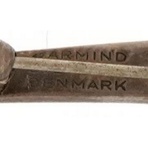 2632 - Danish designer brooch stamped Warmind sterling Denmark 80, 6cm long, 6.2g