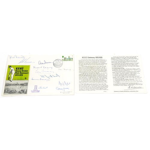 574 - Kent County Cricket Club Centenary stamp cover with autographs including Derek Underwood, Alan Knott... 