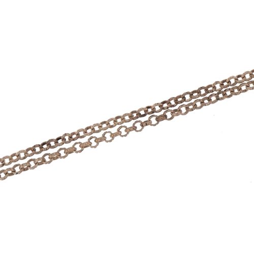 2640 - Unmarked silver belcher link necklace with barrel clasp, 14cm in length, 6.8g