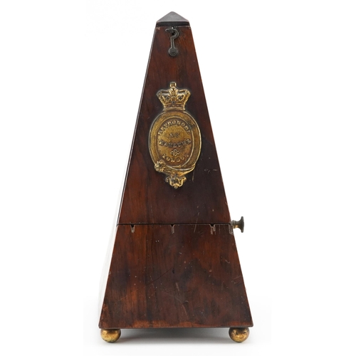 1175 - Vintage rosewood  cased metronome by Maelzel London, 24cm high