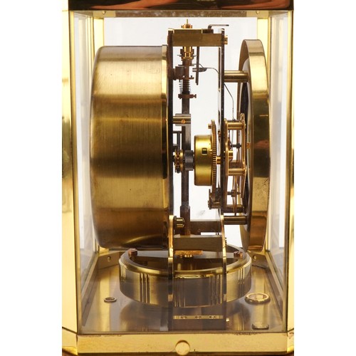 107 - Jaeger LeCoultre brass cased Atmos clock, the circular chapter ring having Arabic numerals, serial n... 