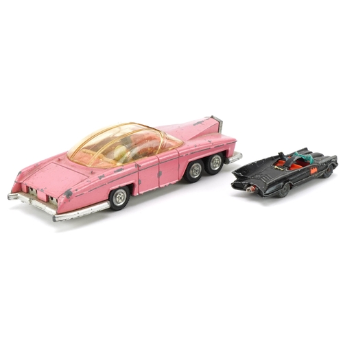 458 - Two vintage diecast vehicles comprising Dinky Toys Lady Penelope's Fab 1 and Husky Batmobile