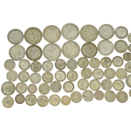 506 - British pre decimal pre 1947 coinage including half crowns and sixpences, 95.0g