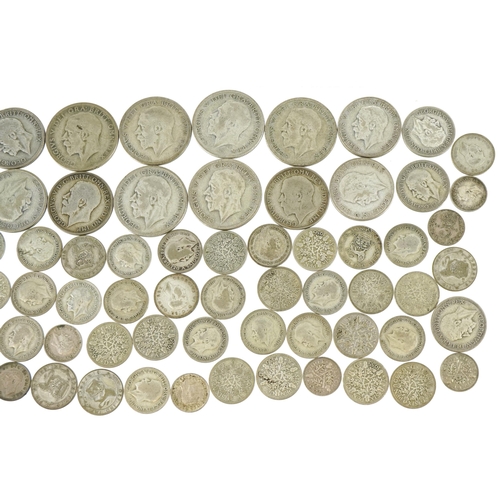 506 - British pre decimal pre 1947 coinage including half crowns and sixpences, 95.0g