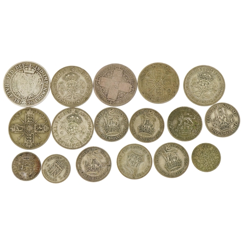 515 - Victorian and later coinage including Gothic florin, half crown and shillings, 126.0g