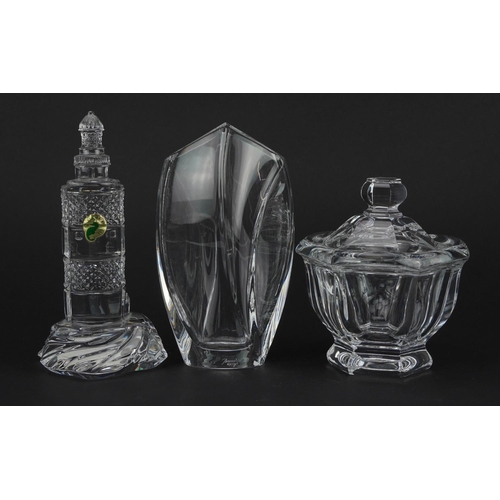 378 - Waterford Crystal lighthouse paperweight together with a Baccarat crystal vase and Baccarat crystal ... 