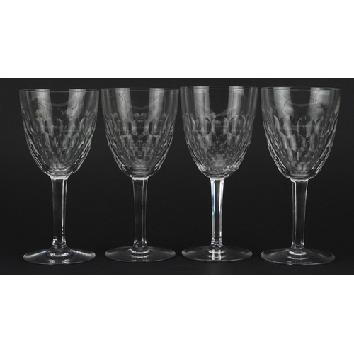 409 - Baccarat, Set of four French cut crystal wine glasses, 18.5cm high