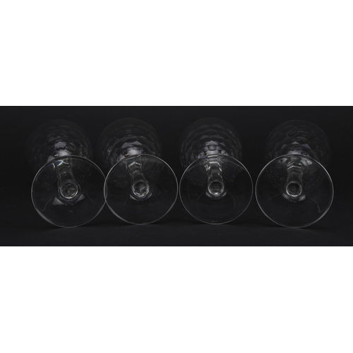 409 - Baccarat, Set of four French cut crystal wine glasses, 18.5cm high