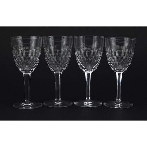 412 - Baccarat, Set of four French cut crystal wine glasses, 14.5cm high