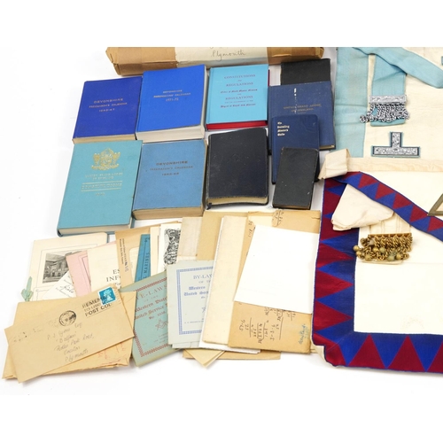 593 - Masonic regalia relating to Bro H Smith, housed in a tan leather case, retailed by Webb & Sons inclu... 