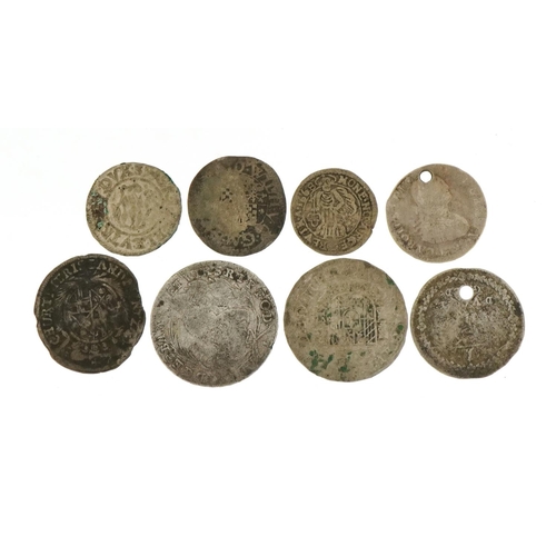 507 - Eight antique European hammered silver coins, possibly German, 17.0g