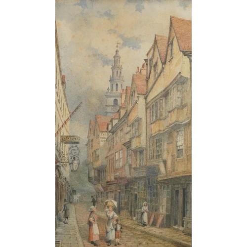 1735 - The Strand, London, 19th century watercolour, framed and glazed, 46.5cm x 25.5cm excluding the frame