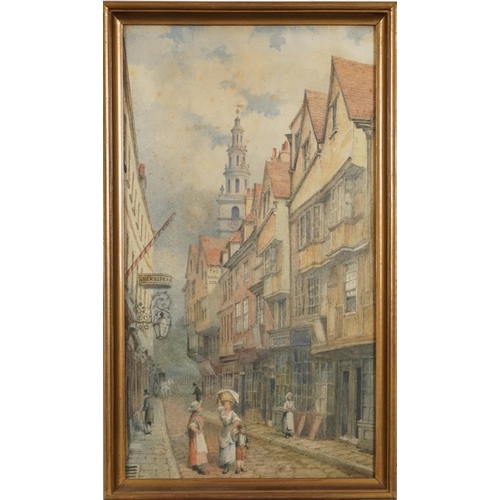 1735 - The Strand, London, 19th century watercolour, framed and glazed, 46.5cm x 25.5cm excluding the frame