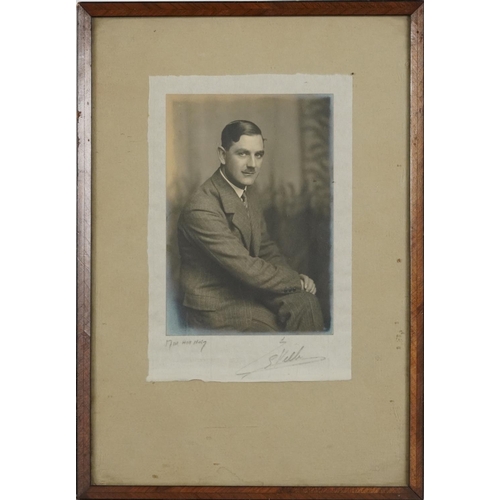 624 - Portrait of a seated gentleman, early 20th century black and white photograph, indistinctly inscribe... 