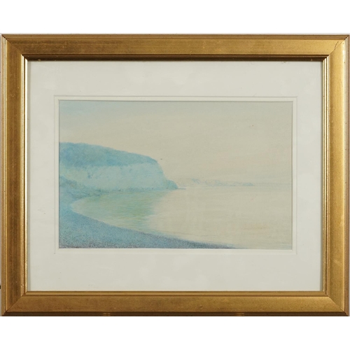 1486 - John White - Coastal scene with cliffs, watercolour, mounted framed and glazed, 27cm x 17cm excludin... 