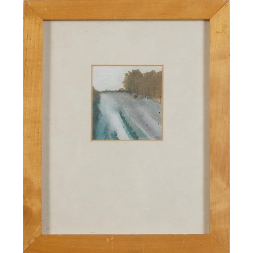 1517 - Landscapes and abstract composition, three Impressionist watercolours, each mounted, framed and glaz... 