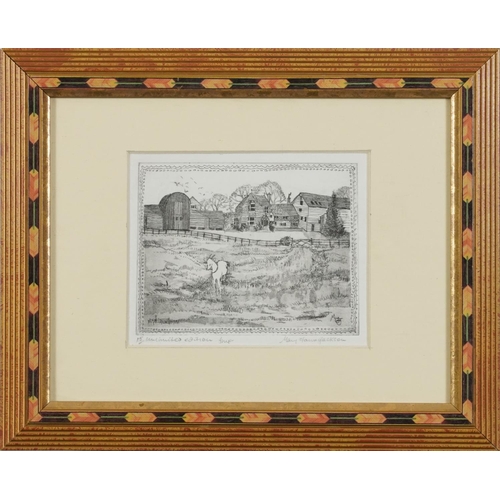 1740 - Bird on a branch, foliage and farm buildings, four pencil signed prints including Jack & Jill by Ste... 