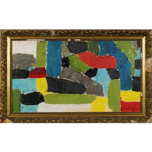 1622A - Abstract composition, geometric shapes, impasto oil on board bearing an E Stacy-Marks gallery label ... 