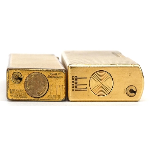 67 - Two Dunhill gold plated pocket lighters