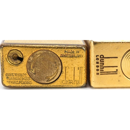 67 - Two Dunhill gold plated pocket lighters