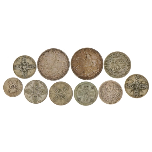 493 - Victorian and later British coinage including two 1935 Rocking Horse crowns and half crowns, 141.0g