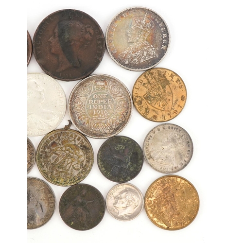 541 - 18th century and later British and world coinage and tokens including Queen Victoria 1887 half crown... 