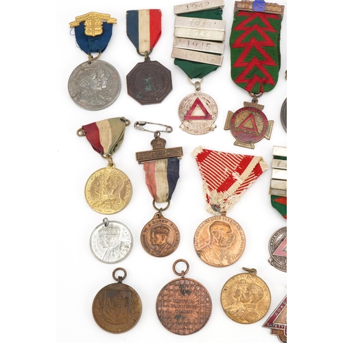 669 - British and world commemorative, military and other medals and medallions including silver Royal Tou... 