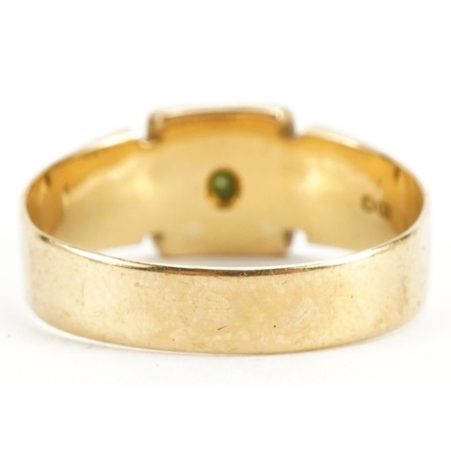 2092 - Victorian 18ct gold Gypsy ring set with a diamond, housed in a William Bruford & Son tooled leather ... 