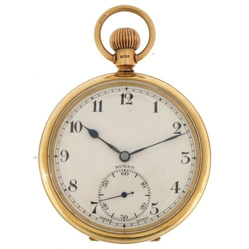 2007 - Buren, gentlemen's Buren 9ct gold open face pocket watch with subsidiary dial, the case numbered 562... 