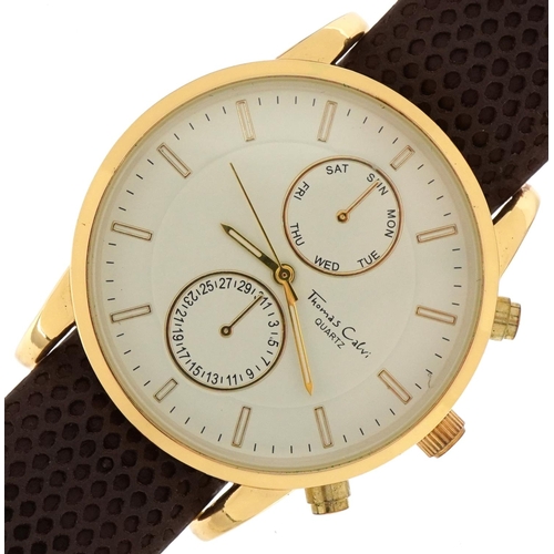 2651 - Thomas Calvi, gentlemen's wristwatch with spare straps and box, 42mm in diameter